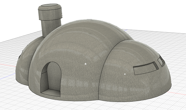 カプセルから登場する家の3DCADモデル